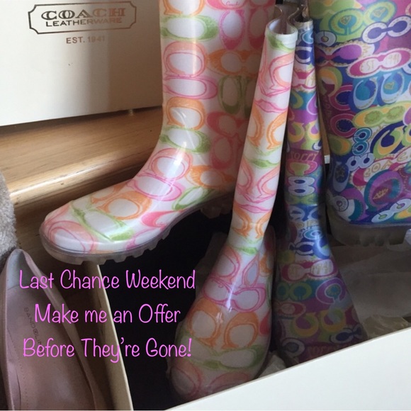 Blue Purple OR Pink Green Orange rainboots sz9 EUC - Picture 7 of 7